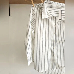 NWT || SONCY || drop shoulder blouse, striped, button down, shirt, top, size 14